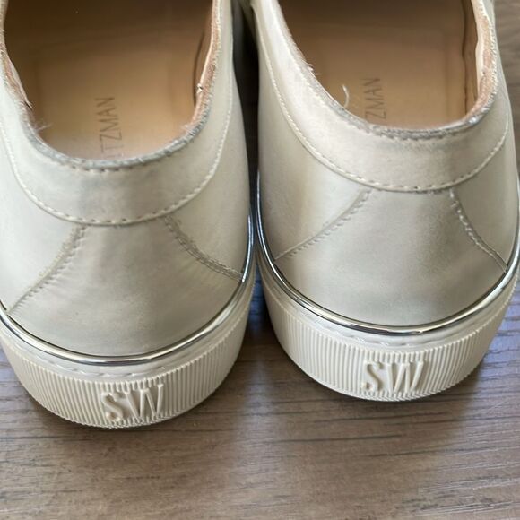 Stuart Weitzman Womens Pearl Crystal Slip-On Leather Platform Sneakers Sz 6.5 - Picture 5 of 11